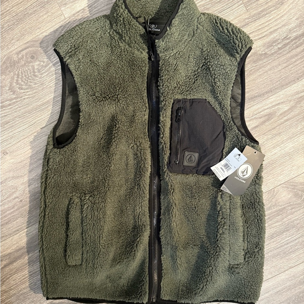 Volcom Men's Olive Sherpa Vest